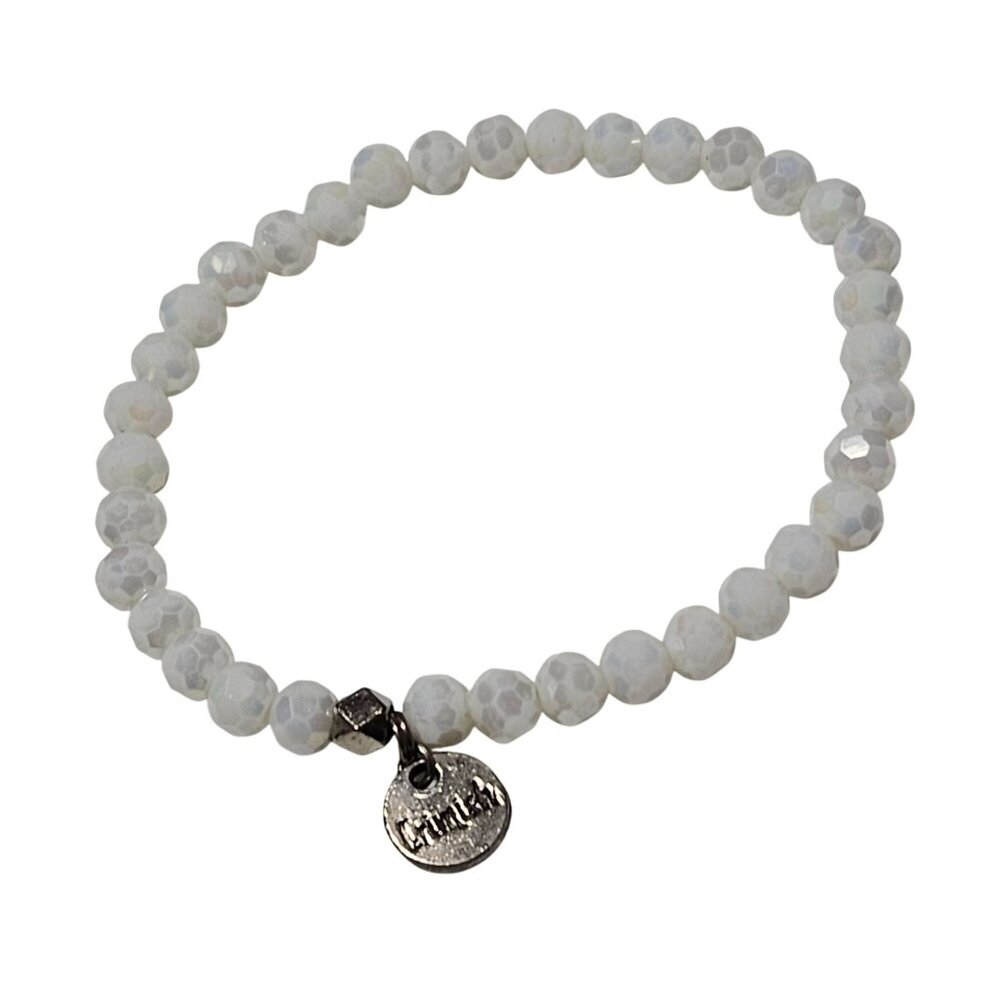 Grinsh Faceted Glass Bead Gratitude Charm Bracelet Stretch Fashion Jewelry Women